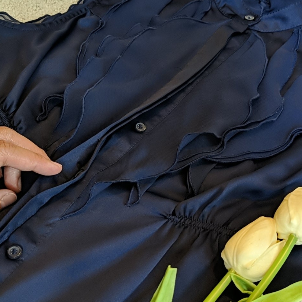 The Limited Ruffle Dark Blue Top - Picture 4 of 8
